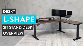 Desky L Shape Sit Stand Desk Overview [upl. by Bertrand874]