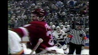 Bob Probert smacks Goalie Vincent Riendeau [upl. by Nessej]