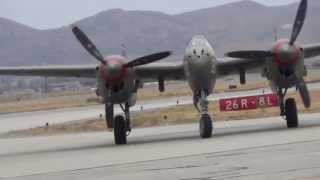 Lockheed P38 Lightning Flight Demonstration [upl. by Nerrak61]