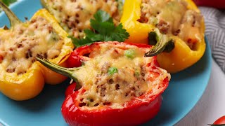 How To Make The PERFECT STUFFED BELL PEPPERS  Stuffed Bell Pepper With Ground Beef and Rice [upl. by Nirraj]