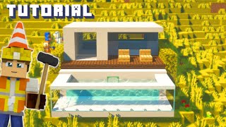 Minecraft modernes Haus mit Pool bauen 2 9x8 Blöcke [upl. by Atteve639]