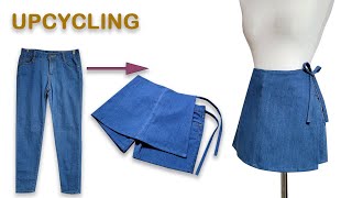 DIY 청바지를 치마바지로 리폼Making skirt pantsUpcycling Jeans청치마옷만들기Denim Refashion [upl. by Acimat178]