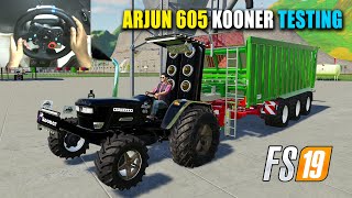 ARJUN 605 KOONER Tractor Testing  FS19 Indian Farm Map [upl. by Anitaf784]