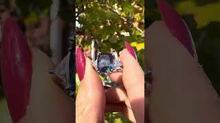 Cushion Alexandrite TriStone White Gold Engagement Ring [upl. by Dnomsed178]