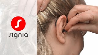 How to insert Pure ChargeampGo AX in the ear  Signia Hearing Aids [upl. by Ellezig]