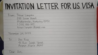 How To Write An Invitation Letter for US Visa Step by Step  Writing Practices [upl. by Edmea]