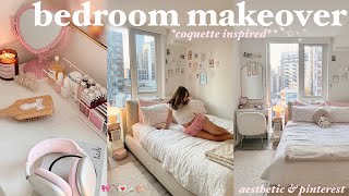 AESTHETIC ROOM MAKEOVER coquette inspired 🎀🏹🩰🤍 pinterestcozy small room tour♡ [upl. by Schroer]