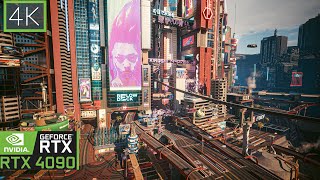 4K Aerial Tour around The BEST Looking City Cyberpunk 2077 21  DLSS 35 Path Tracing AI RTX 4090 [upl. by Ttocserp388]