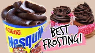 CREAMY NESQUICK CHOCOLATE FROSTING  QUICK amp EASY DESSERT RECIPES  CRUSTING FROSTING [upl. by Annah]