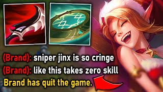 MY SNIPER JINX BUILD MAKES THE ENEMY BRAND RAGE QUIT HE WAS BEYOND PISSED [upl. by Shaun]