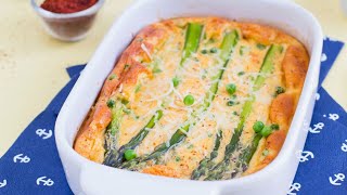 Recette  Gratin d’asperges et petits pois au piment d’Espelette [upl. by Krause]