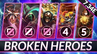 4 MOST BROKEN HEROES in EVERY ROLE  CLIMB MMR FAST in 734E  Dota 2 Meta Guide [upl. by Legra]