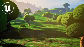 Stylized Zelda Landscape Large Scale PCG Tutorial with Gaea Maps in Unreal Engine [upl. by Sadye849]