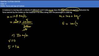 A motorcar is moving with a velocity of 108 kmh and it takes 4 s to stop after the brakes are appl [upl. by Nylarej16]