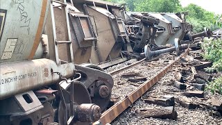 Train Derailment Train Makes A Run At Steep Hill With A Geep amp Switcher Locomotive Working Hard [upl. by Ahsilac]