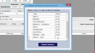 AlumiCalc  Cadastro Preco do Kilo [upl. by Marena]