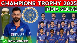 ICC Mens Champions Trophy 2025  Team India Final Squad  India Squad For CT 2025 [upl. by Orfinger17]