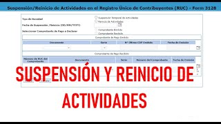 COMO REALIZAR LA SUSPENCION TEMPORAL Y REINICIO DE MIS ACTIVIDADES  SUNAT [upl. by Anuaf8]