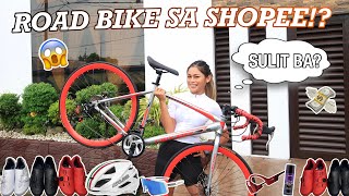 BUMILI AKO NG ROAD BIKE SA SHOPEE 😱 ANG MURA  BIKE ITEMS HAUL by Aira Lopez [upl. by Cruickshank759]