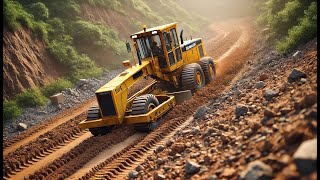 Best road construction vehicle Komatsu GD 670A yellow grader working on a dirt road to stepbystep [upl. by Pattin]