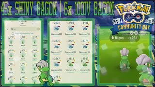 45x SHINY BAGON  6x 100IV BAGON  BAGON COMMUNITY DAY  POKEMON GO [upl. by Enelrahc447]