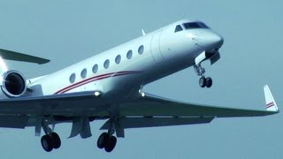 Gulfstream G550 takeoff at Manchester in Full HD1080p [upl. by Aihsad]