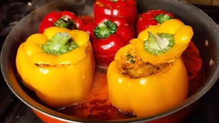 how to make delicious stuffed bell peppers with beef and rice  easy recipe [upl. by Candide920]