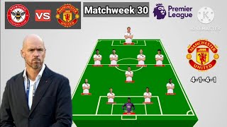 Brentford vs Manchester United Line Up 4141 With Evans Matchweek 30 Premier League 20232024 [upl. by Saimerej534]