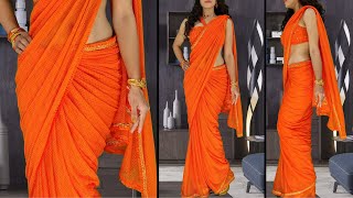 How To Drape Saree In Different Style  Saree Draping Like Bollywood Actress [upl. by Bortz]