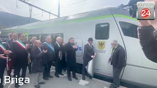 Inaugurati i nuovi innovativi treni della Bls chiamati Mika festa transfrontaliera a Briga [upl. by Ayamahs]