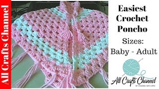 Easiest Crochet Poncho  Baby to Adult sizes  Yolanda Soto Lopez [upl. by Ayoted417]