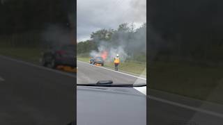 Car on fire in between Nyon and Coppet that caused heavy traffic from Aubonne to Coppet [upl. by Rebmat157]