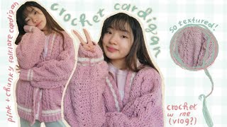 DIY crochet cardigan  pink and chunky version of folklore cardigan [upl. by Aelc]