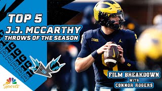 JJ McCarthys top five throws of the 2023 season  Big Ten Film Breakdown  NBC Sports [upl. by Nedrob]