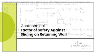 GeotechnicalFactor of Safety Against Sliding on Retaining Wall [upl. by Eirrak470]