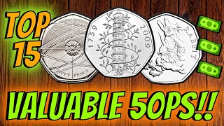 Top 15 Most Valuable and Rare 50p Coins UK Circulation [upl. by Zelde]