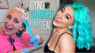 FINALLY Dying My Damaged Hair TEAL   I cried [upl. by Tabor]