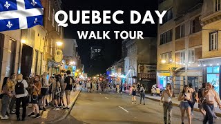 Night Walk in Quebec City During SaintJeanBaptiste Day  4K UHD [upl. by Crysta]