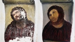 Euros y fama para la pintora que desfiguró el mural de Ecce Homo [upl. by Aserret]