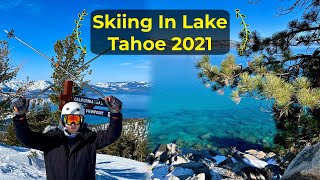 LAKE TAHOE IN FEBRUARY 2021 SKIING HEAVENLY RESORT DRONE 4K [upl. by Dawna]