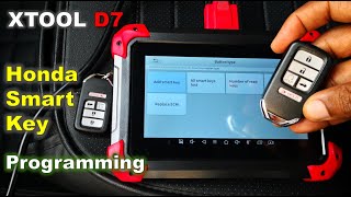 XTOOL D7 How to Program Honda Smart key  Programming a New Honda Smart Key  All Keys Lost Honda [upl. by Iaj]