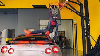 REAL LIFE SPIDERMAN JUMP OVER A CAR  GTR [upl. by Celle789]