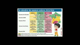 Calendrier des vacances scolaires 20232024 en France [upl. by Henden]