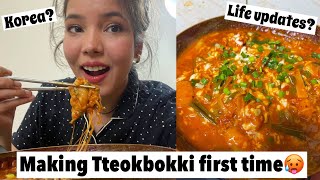 Making Tteobokki first timeso tough🥵  Life Updates [upl. by Ydnirb32]