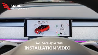 How to install A 62 Dashboard Screen On Tesla Model 3 amp Y SATONIC ST2000 [upl. by Stockmon141]