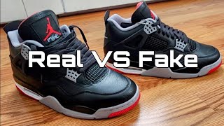 Jordan 4 Bred Reimagined REAL VS FAKE [upl. by Nylaehs]