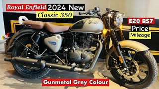 🔥2024 Royal Enfield Classic 350 Gunmetal Grey Colour Full Review  New Price Mileage Features [upl. by Eiddam790]