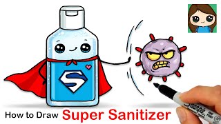 How to Draw a Bottle of Hand Sanitizer  Cartoon Coronavirus Awareness Art [upl. by Wadleigh]