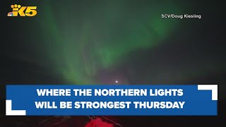 Heres where the Northern Lights will be strongest in Washington on Thursday [upl. by Bern780]