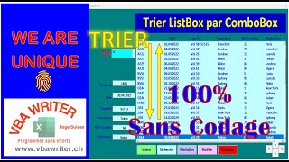 VBA Trier la ListBox par nimporte quelle colonne dans ComboBox Sans codage 56 wwwVbaWriterch [upl. by Waldack]